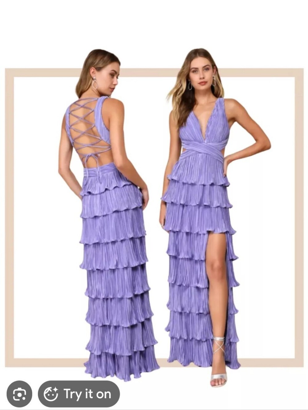 Lulus Lilac Tiered Ruffle V-Neck Maxi Dress